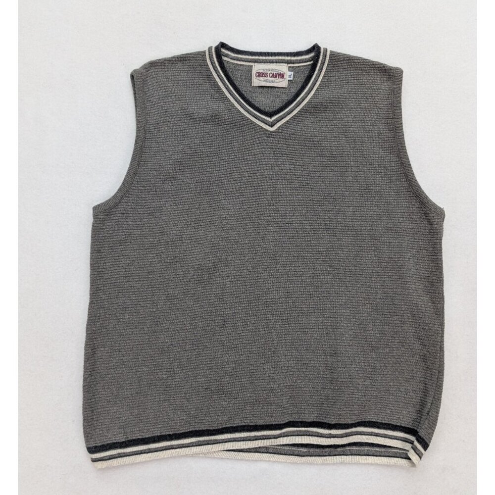 Vintage 90s Men's Sweater Vest Cross Canyon Size XL Gray Y2K